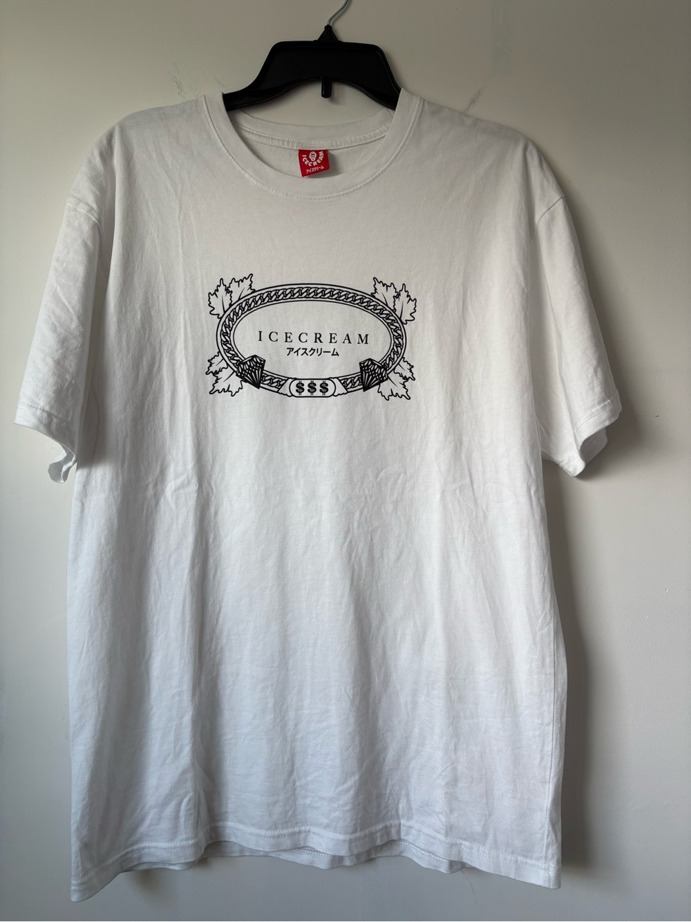 Icecream White Crewneck T-Shirt with Black Crest Logo